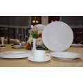 Highly durable fully glazed super white embossed porcelain plate for hotels and restaurants